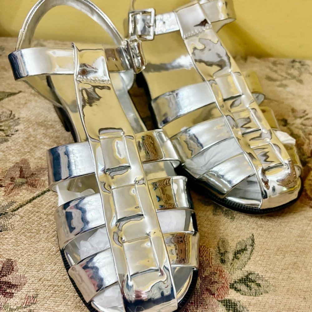Silver Strappy Sandals